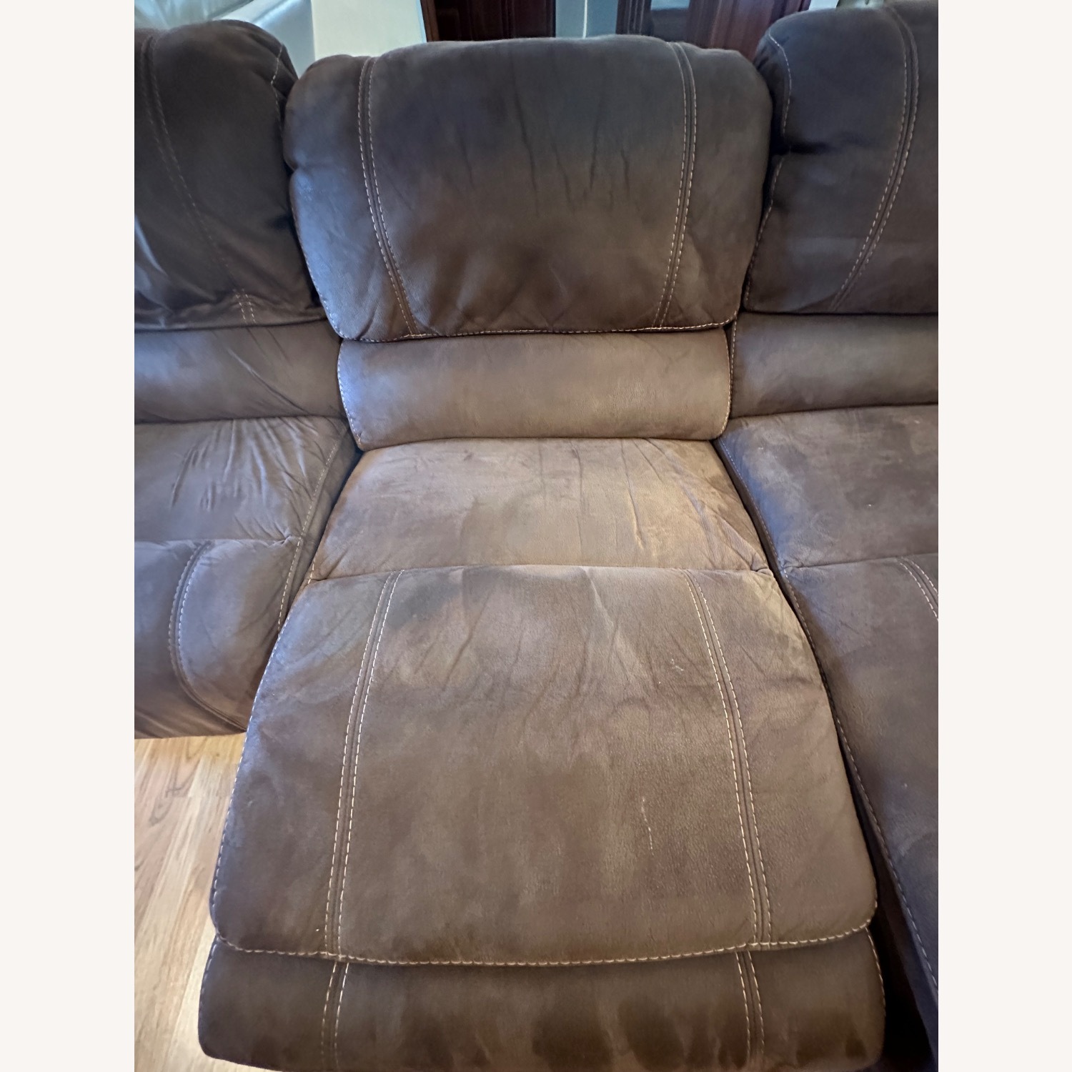 Furniture Row Dark Brown Fabric 3+ Seater Sofa - image-2