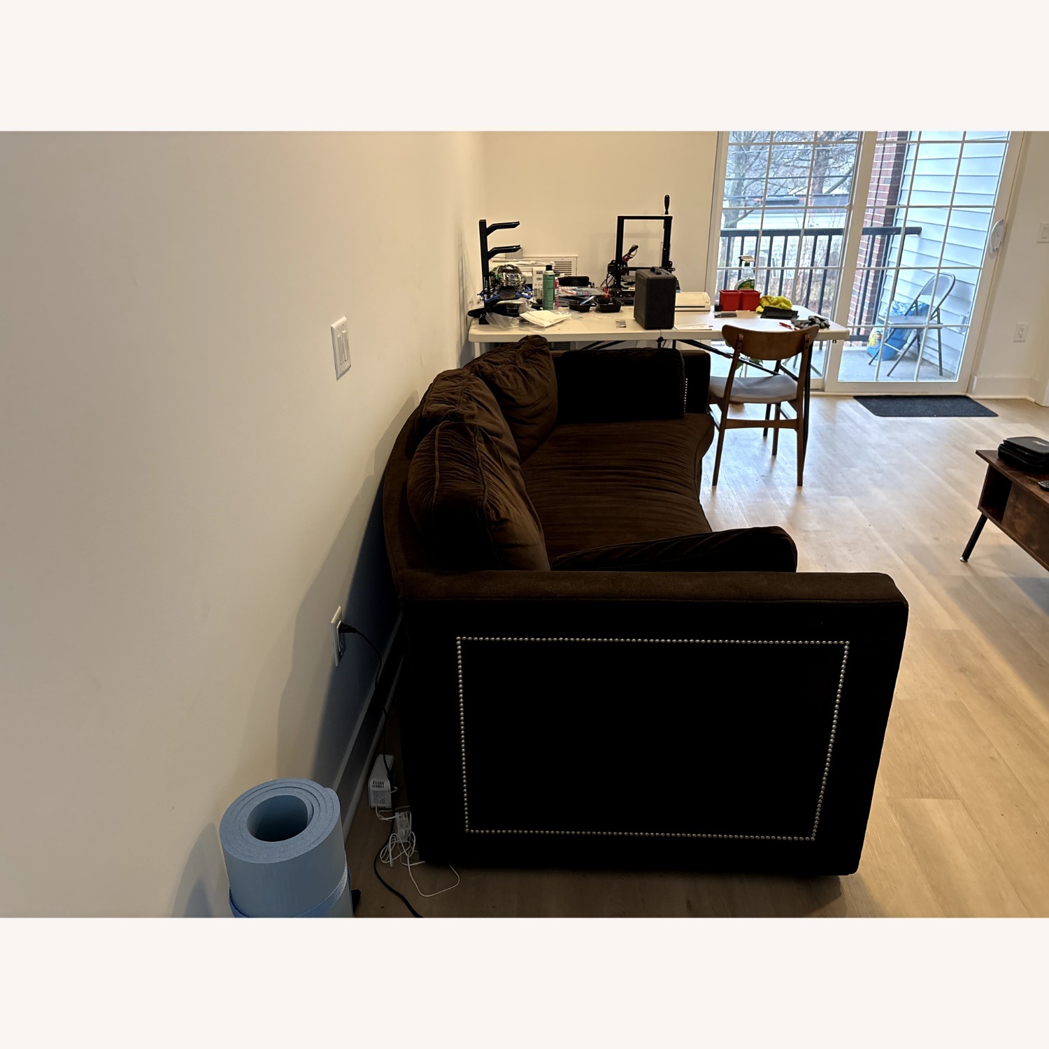 Casual Living Dark Brown Fabric 3+ Seater Sofa - image-4