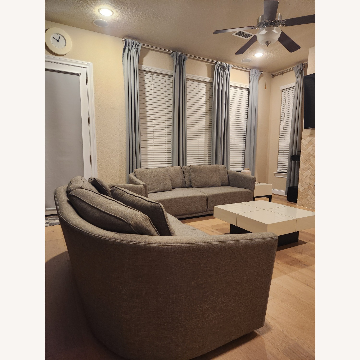 Light Gray Fabric 2 Seater Sofa - image-1