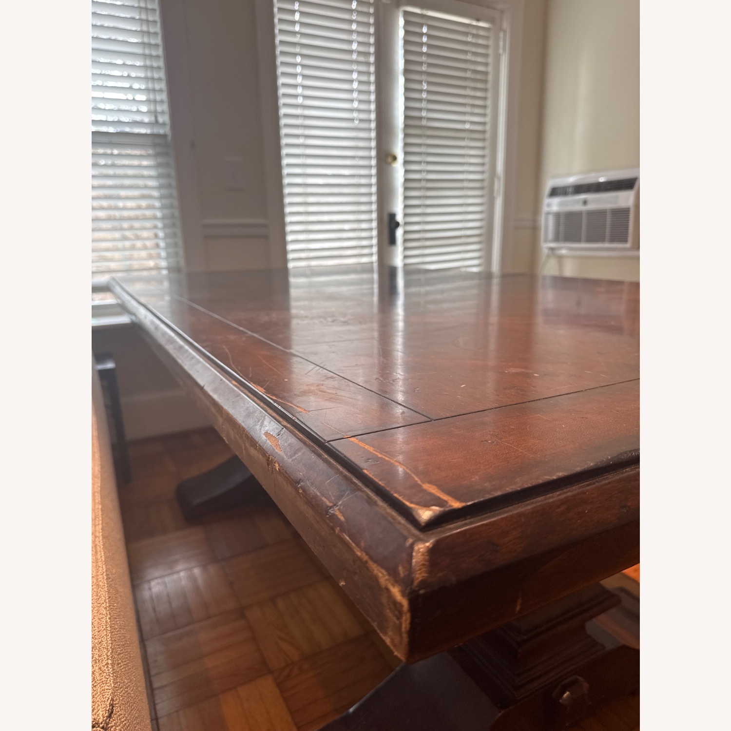 Vintage Dark Brown Solid Wood Dining Table - image-5
