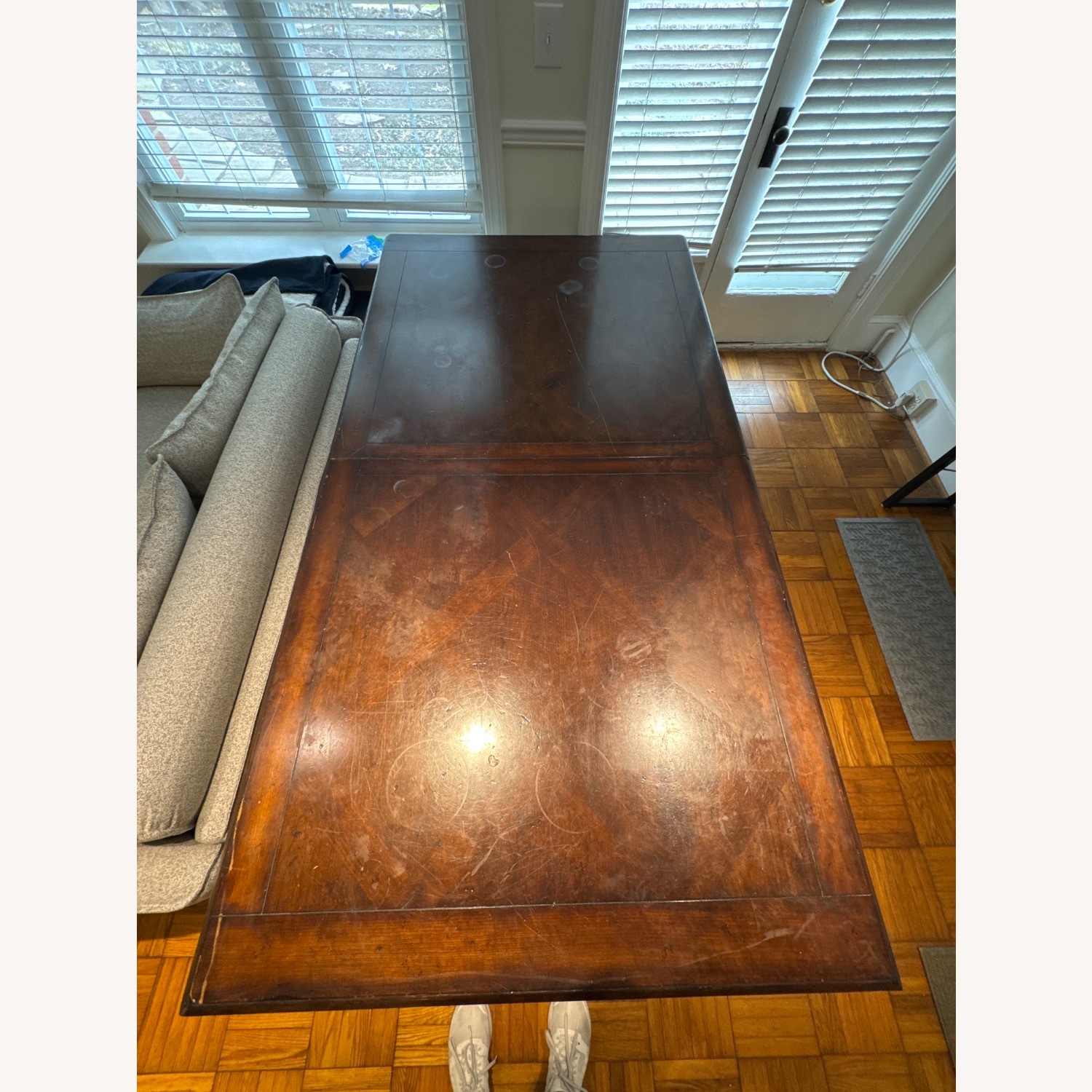Vintage Dark Brown Solid Wood Dining Table - image-6