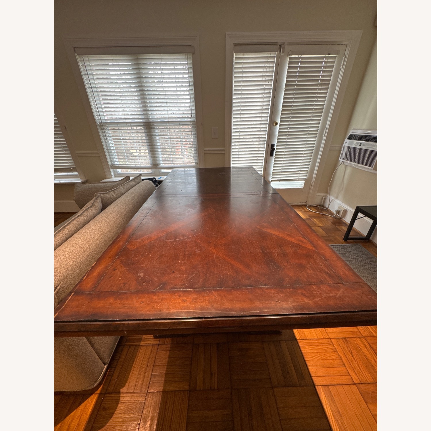 Vintage Dark Brown Solid Wood Dining Table - image-1