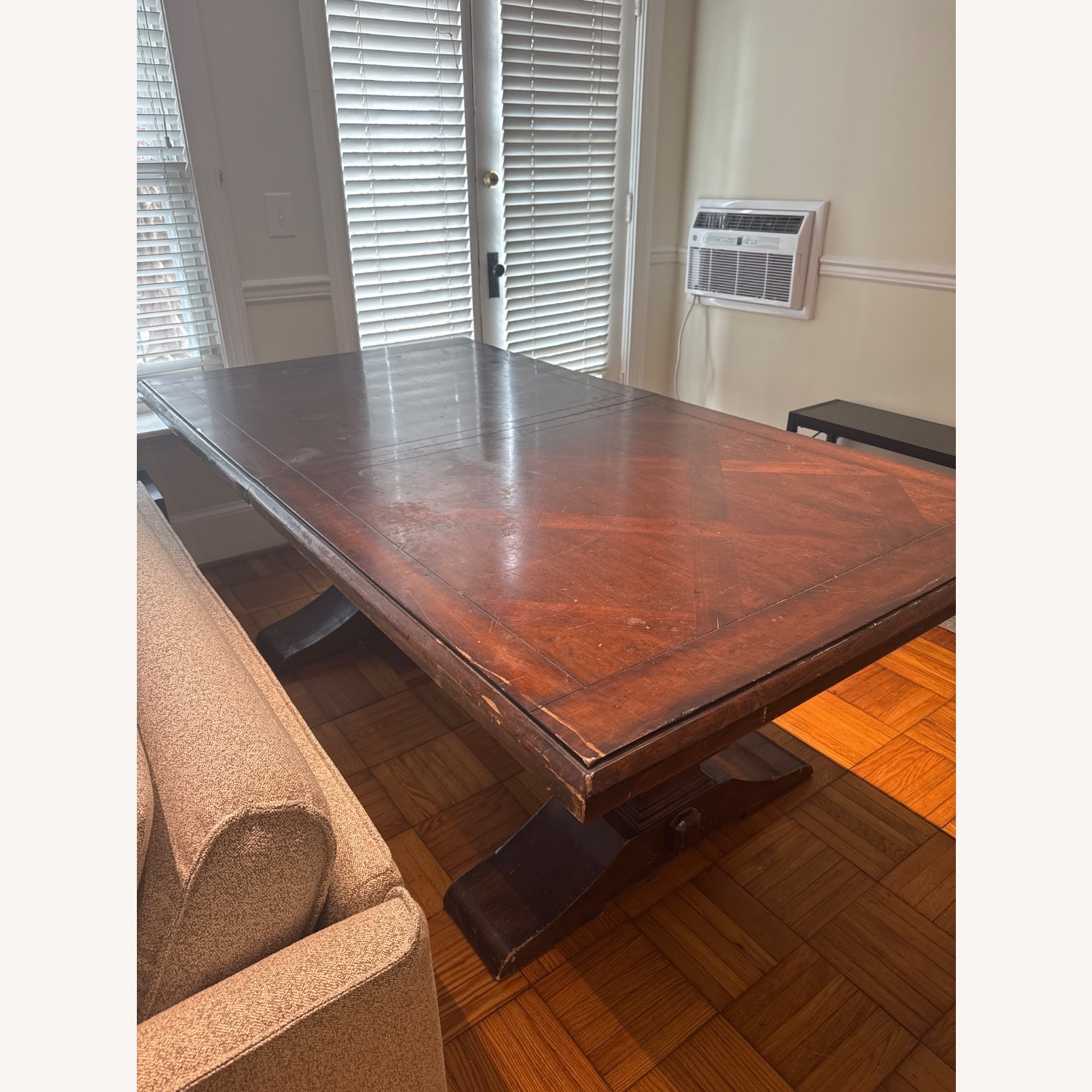 Vintage Dark Brown Solid Wood Dining Table - image-7