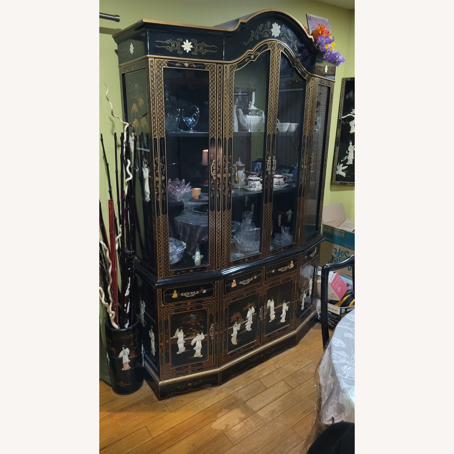 Oriental Furnishings Black Wood Armoire - image-3
