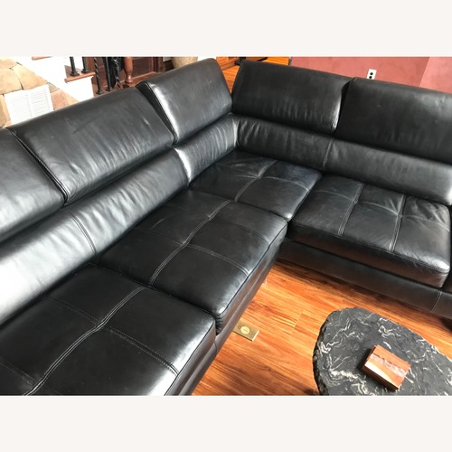 Used American Furniture Black Leather 2 Piece Sectional for sale on AptDeco