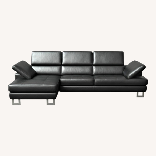 Used American Furniture Black Leather 2 Piece Sectional for sale on AptDeco