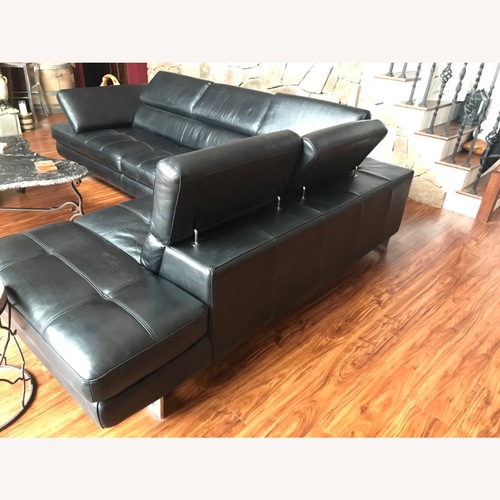 Used American Furniture Black Leather 2 Piece Sectional for sale on AptDeco
