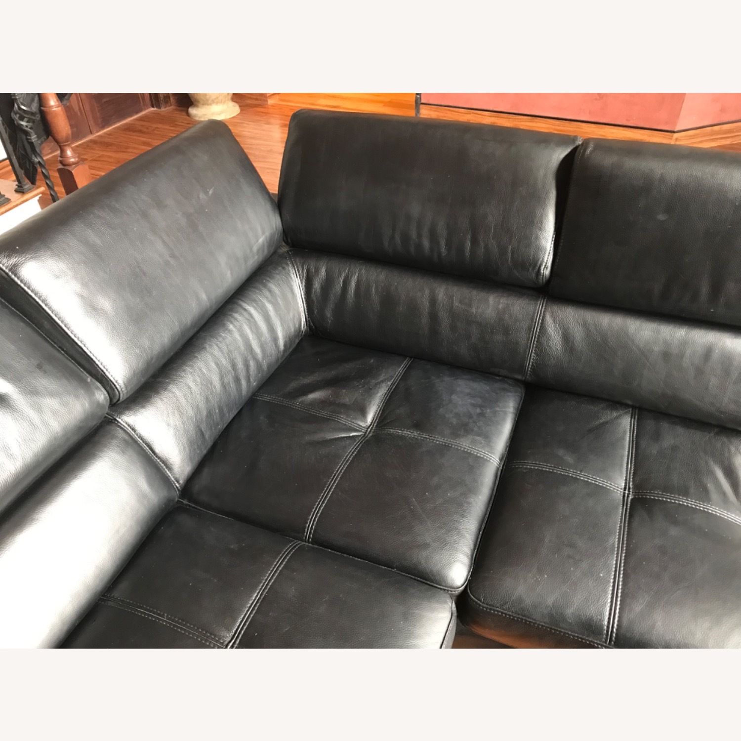 American Furniture Black Leather 2 Piece Sectional - image-3