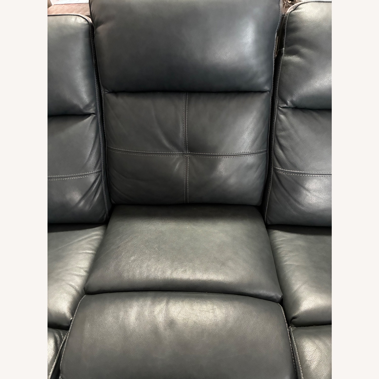 Rooms To Go  Cepano Blue Leather 3+ Seater Sofa - image-5