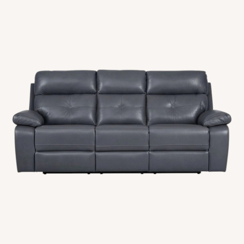 Used Rooms To Go  Cepano Blue Leather 3+ Seater Sofa for sale on AptDeco