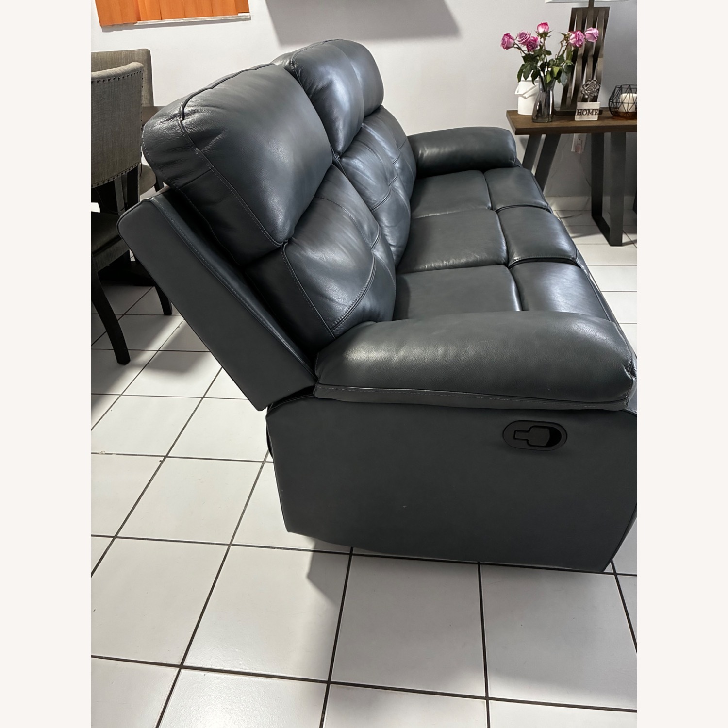 Rooms To Go  Cepano Blue Leather 3+ Seater Sofa - image-3