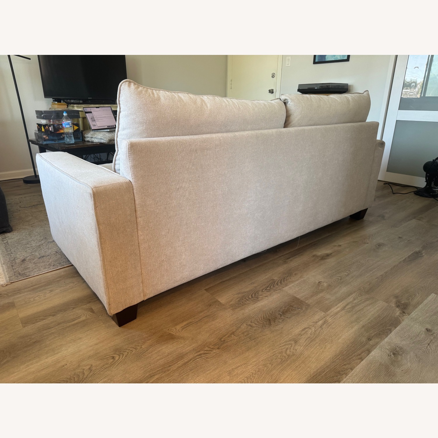 Living Spaces Reid Buff Beige Fabric 80" Sofa  - image-3