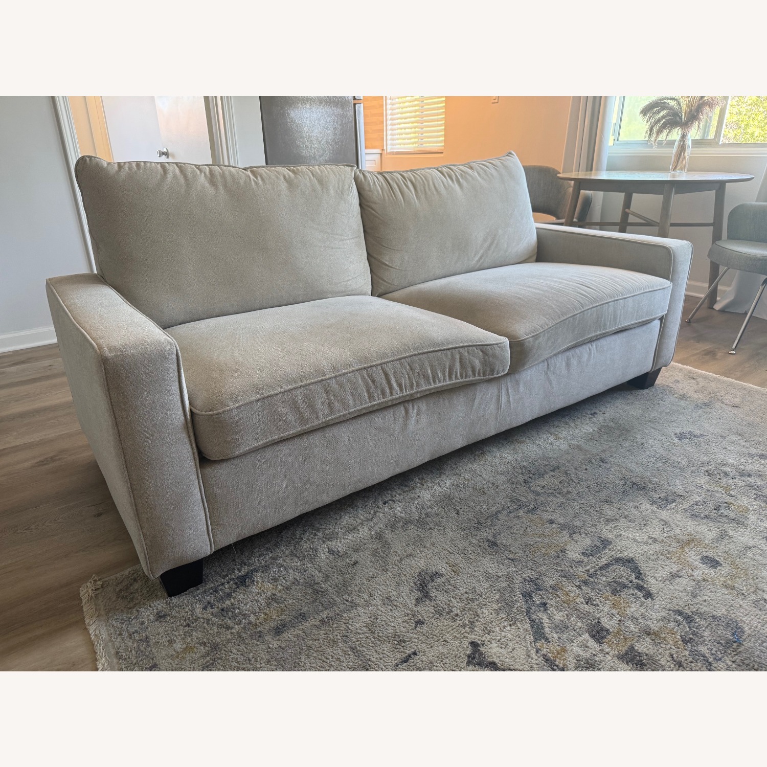 Living Spaces Reid Buff Beige Fabric 80" Sofa  - image-1