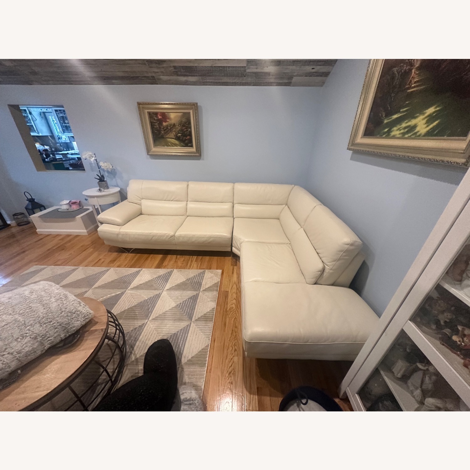 Natuzzi White Leather Sectional - image-3