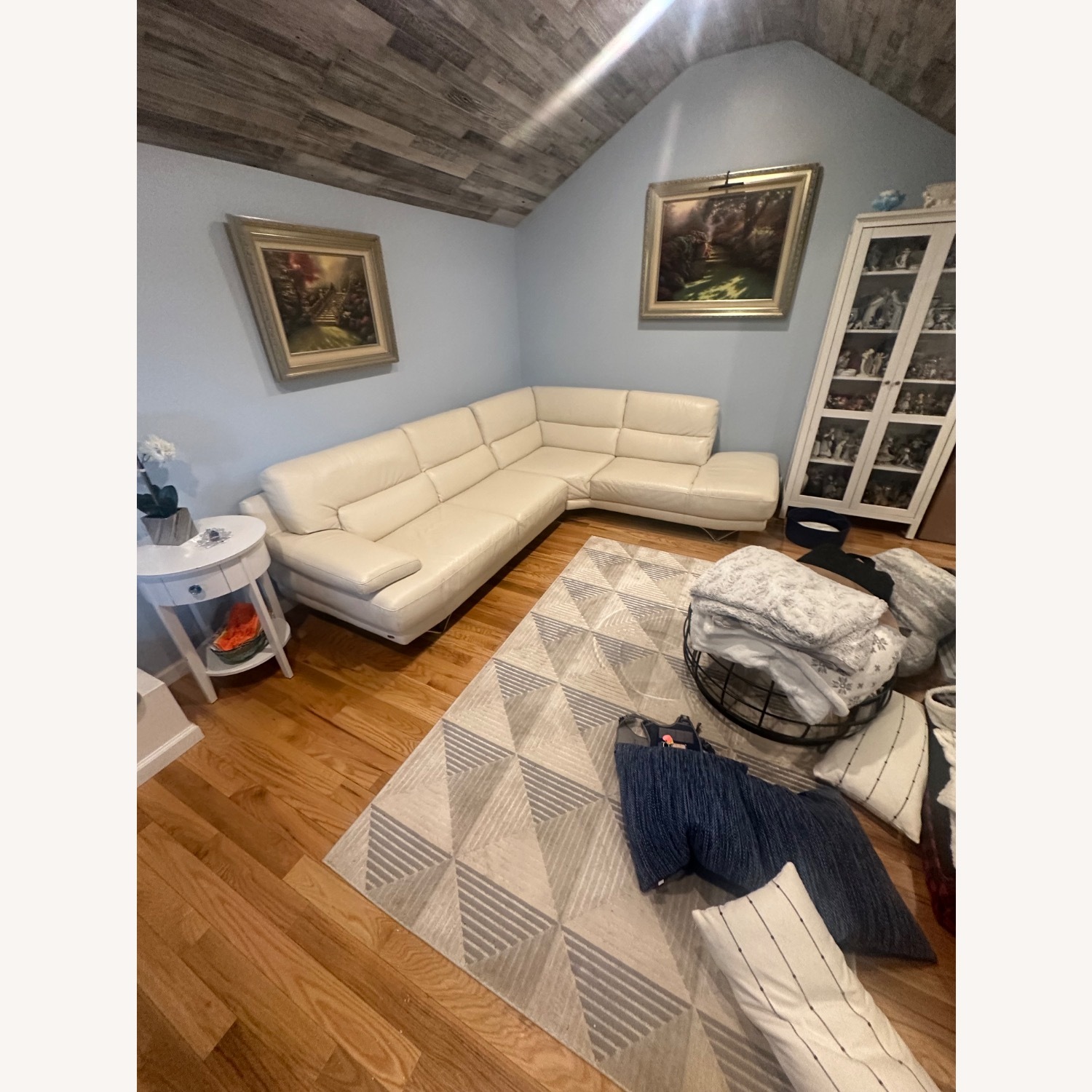 Natuzzi White Leather Sectional - image-2