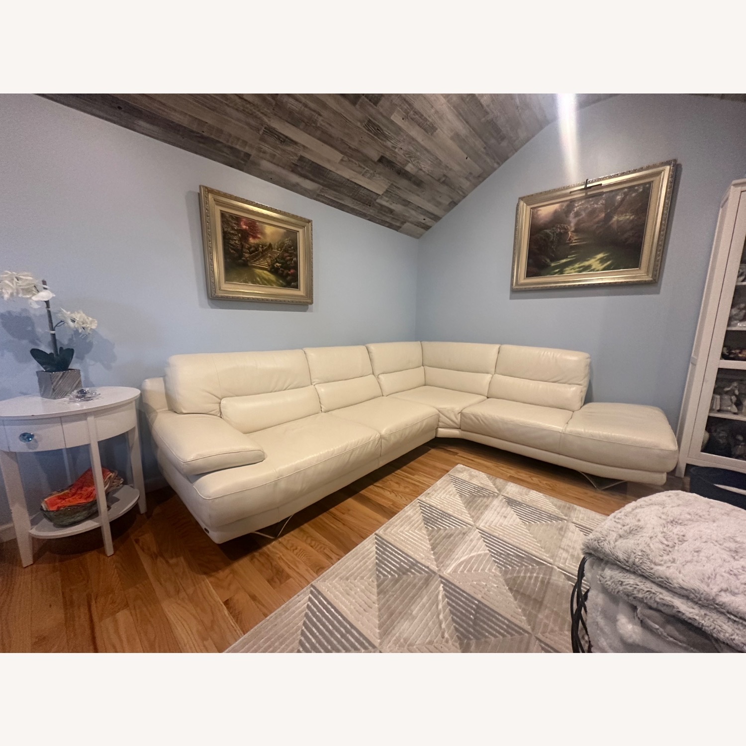 Natuzzi White Leather Sectional - image-5