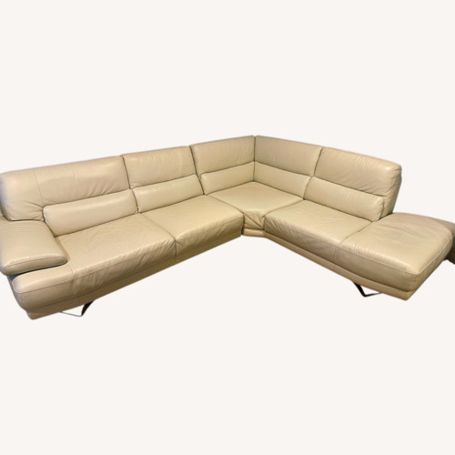 Used Natuzzi White Leather Sectional for sale on AptDeco