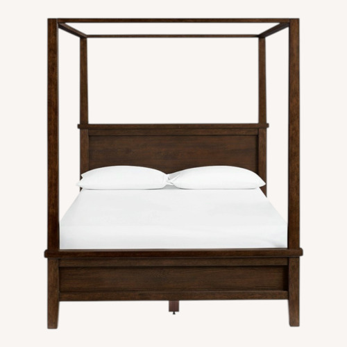 Used Pottery Barn Dark Brown Wood King Bed for sale on AptDeco