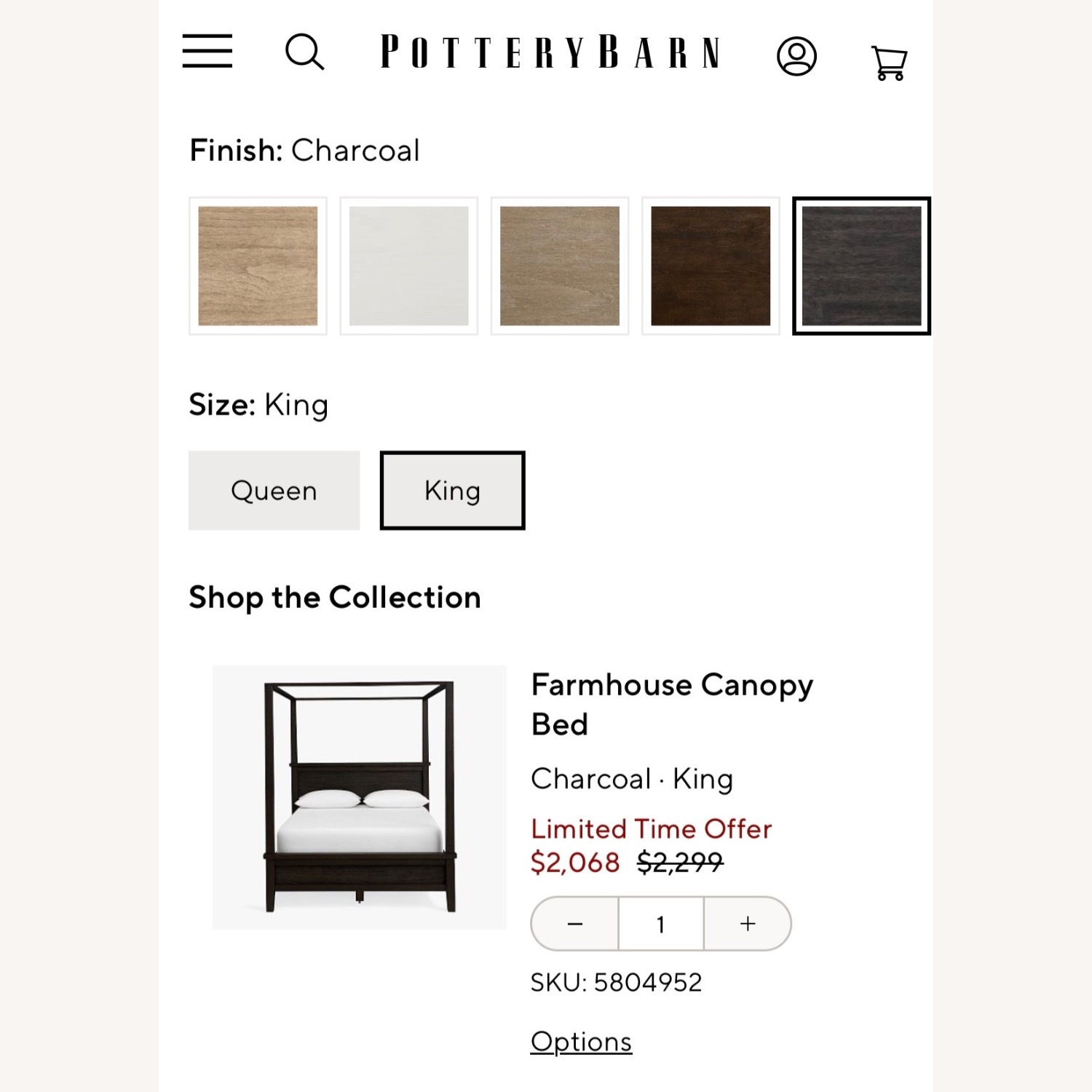 Pottery Barn Dark Brown Wood King Bed - image-2