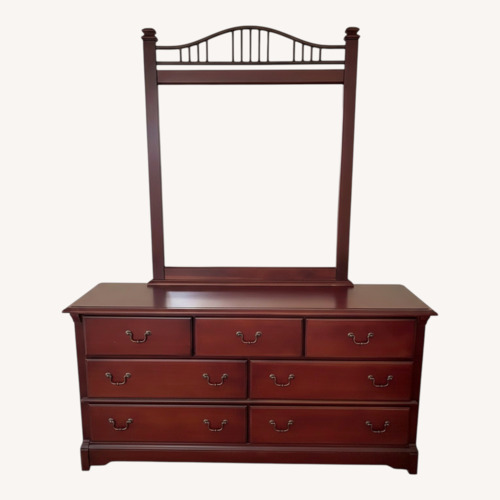 Used Cherry Wood Dresser with Vanity Mirror for sale on AptDeco