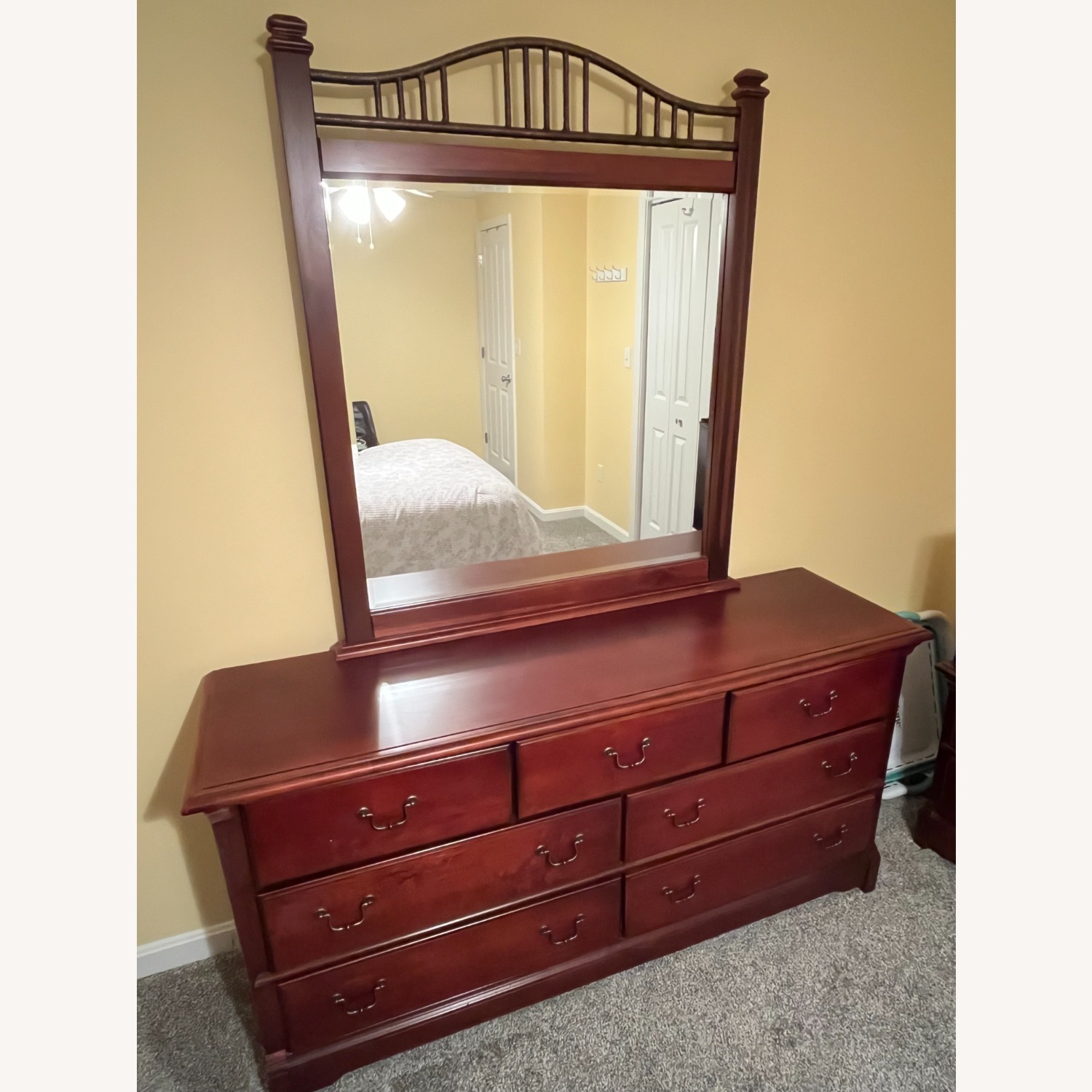 Cherry Wood Dresser with Vanity Mirror - image-1
