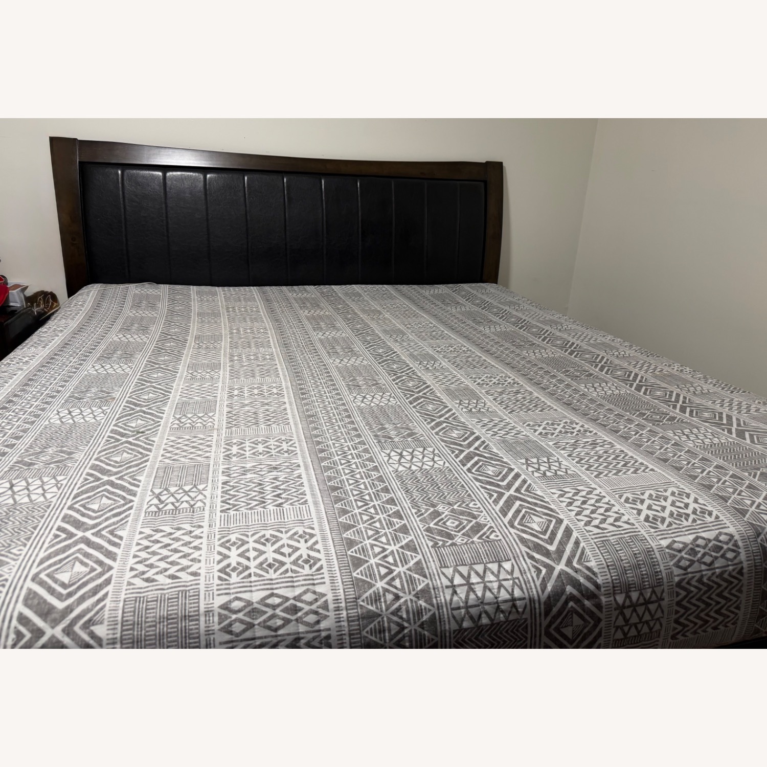 Dark Brown Wood King Bed - image-3