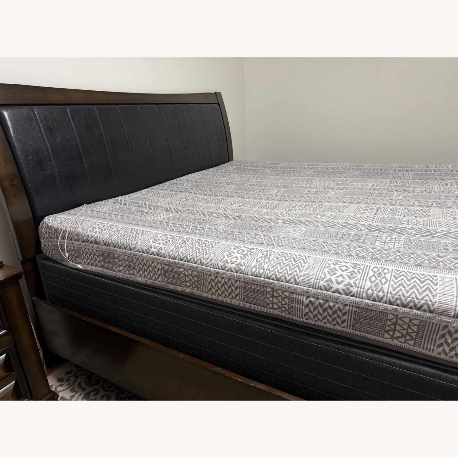 Dark Brown Wood King Bed - image-1
