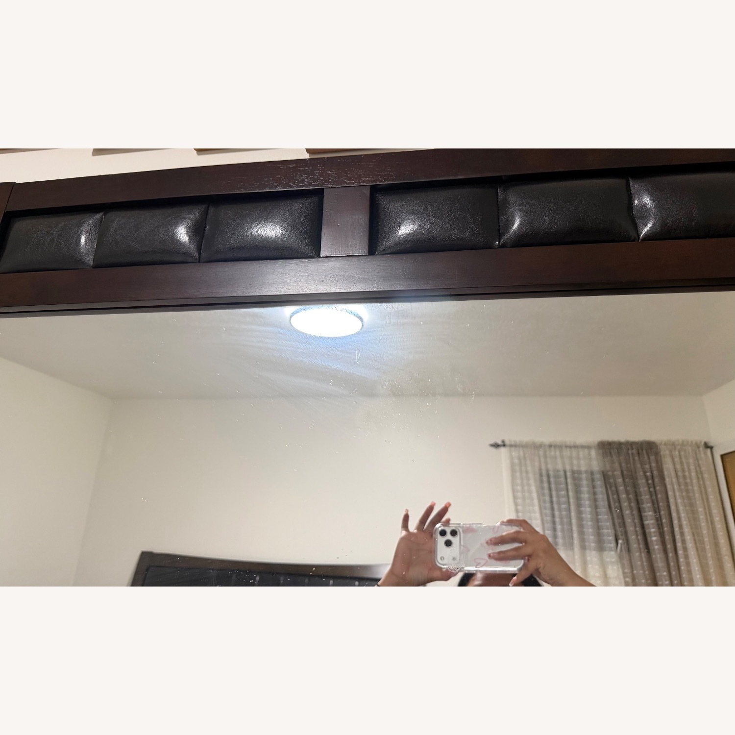 Dark Brown Wood King Bed - image-7