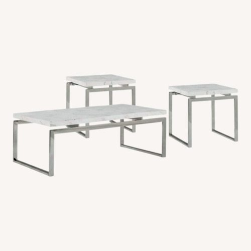 Used Rooms To Go Nerissa Gray 3 Pc Coffee Table Set for sale on AptDeco
