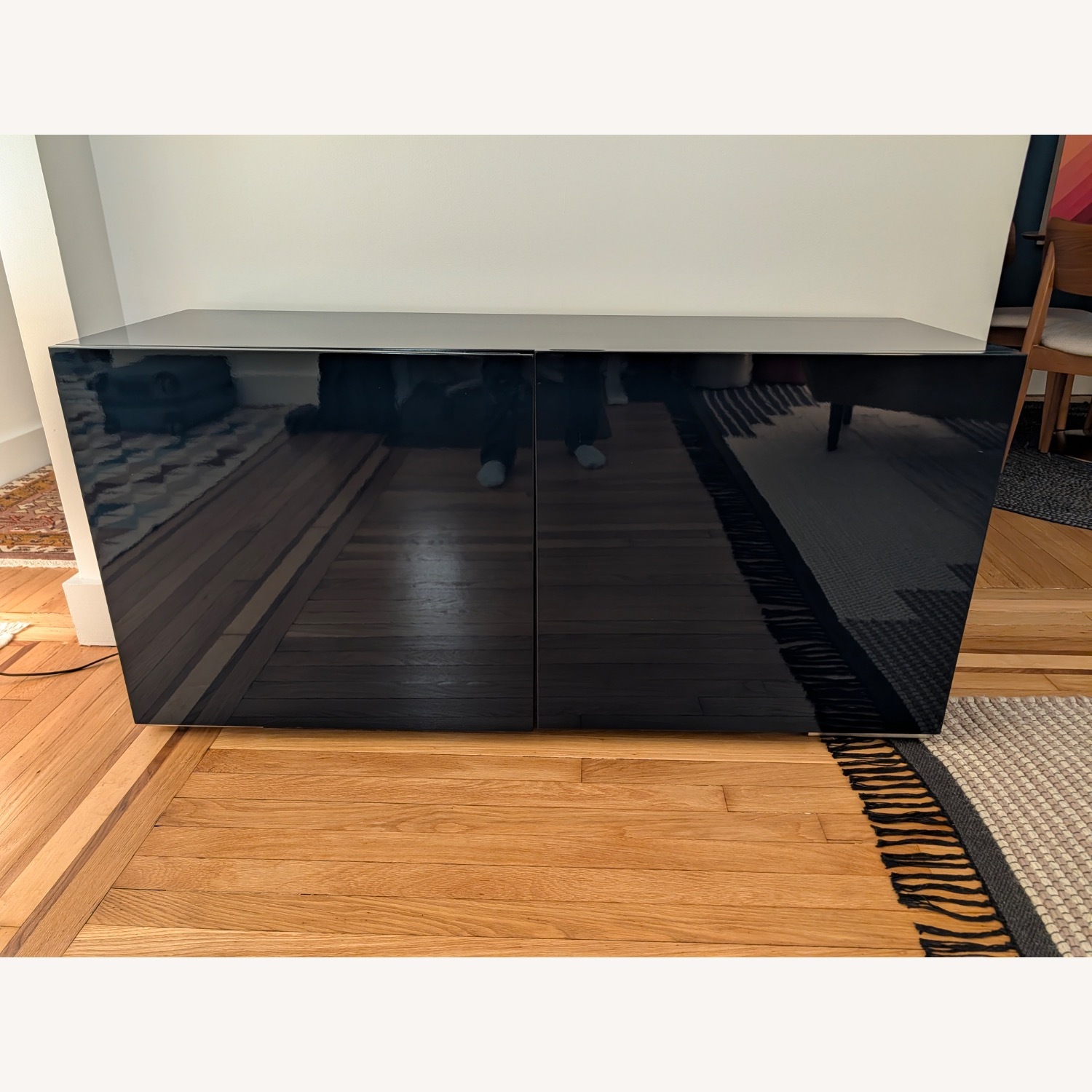 CB2 Fuel Blue Wood Sideboard - image-1