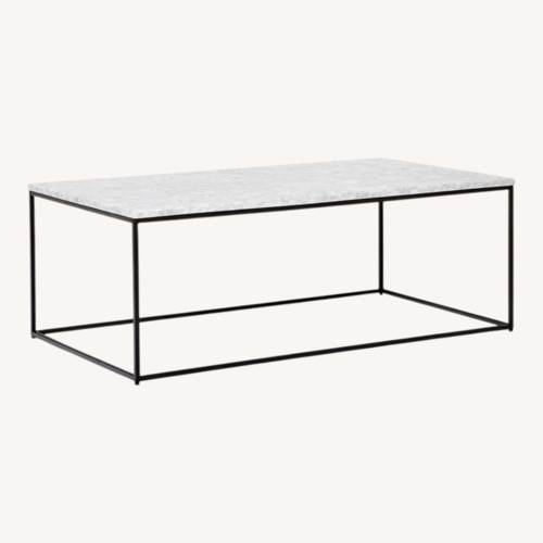 Used West Elm Streamline White Marble Coffee Table for sale on AptDeco
