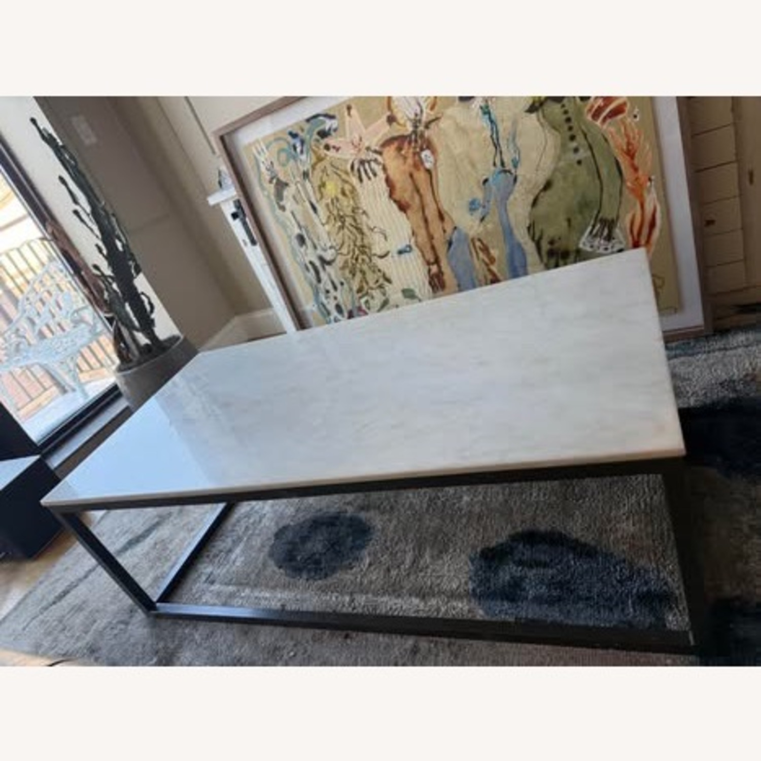 West Elm Streamline White Marble Coffee Table - image-1