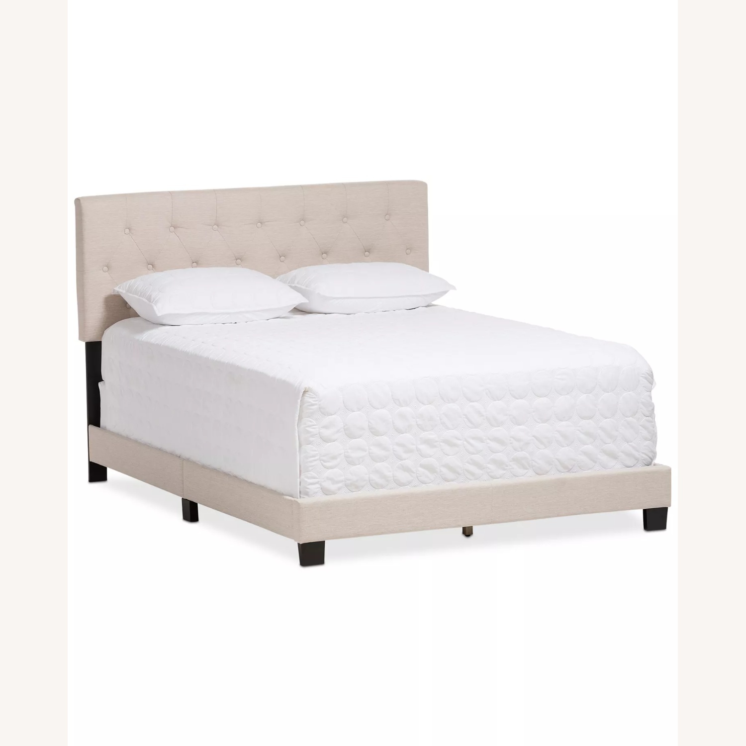 Macy's White/Cream Fabric King Bed - image-5