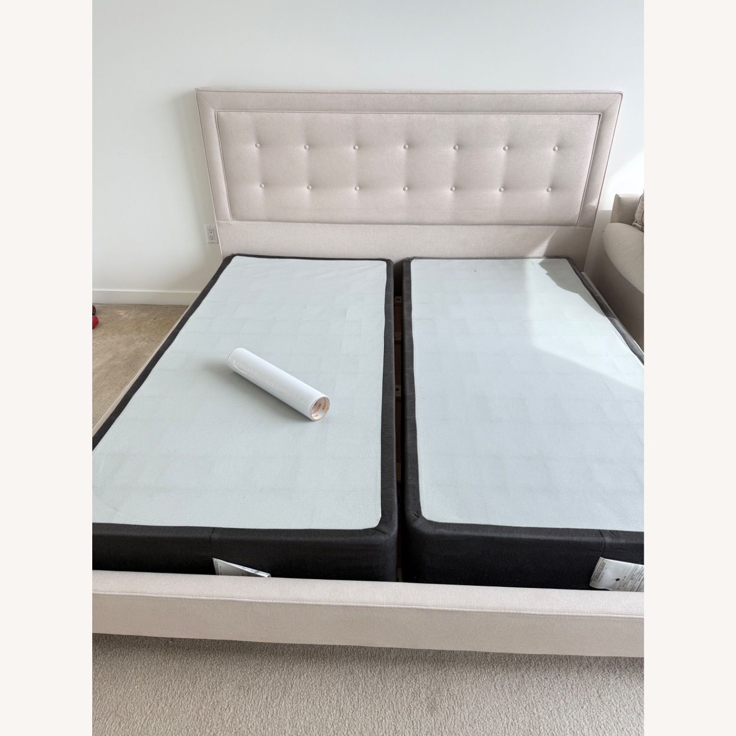 Macy's White/Cream Fabric King Bed - image-2