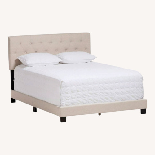 Used Macy's White/Cream Fabric King Bed for sale on AptDeco