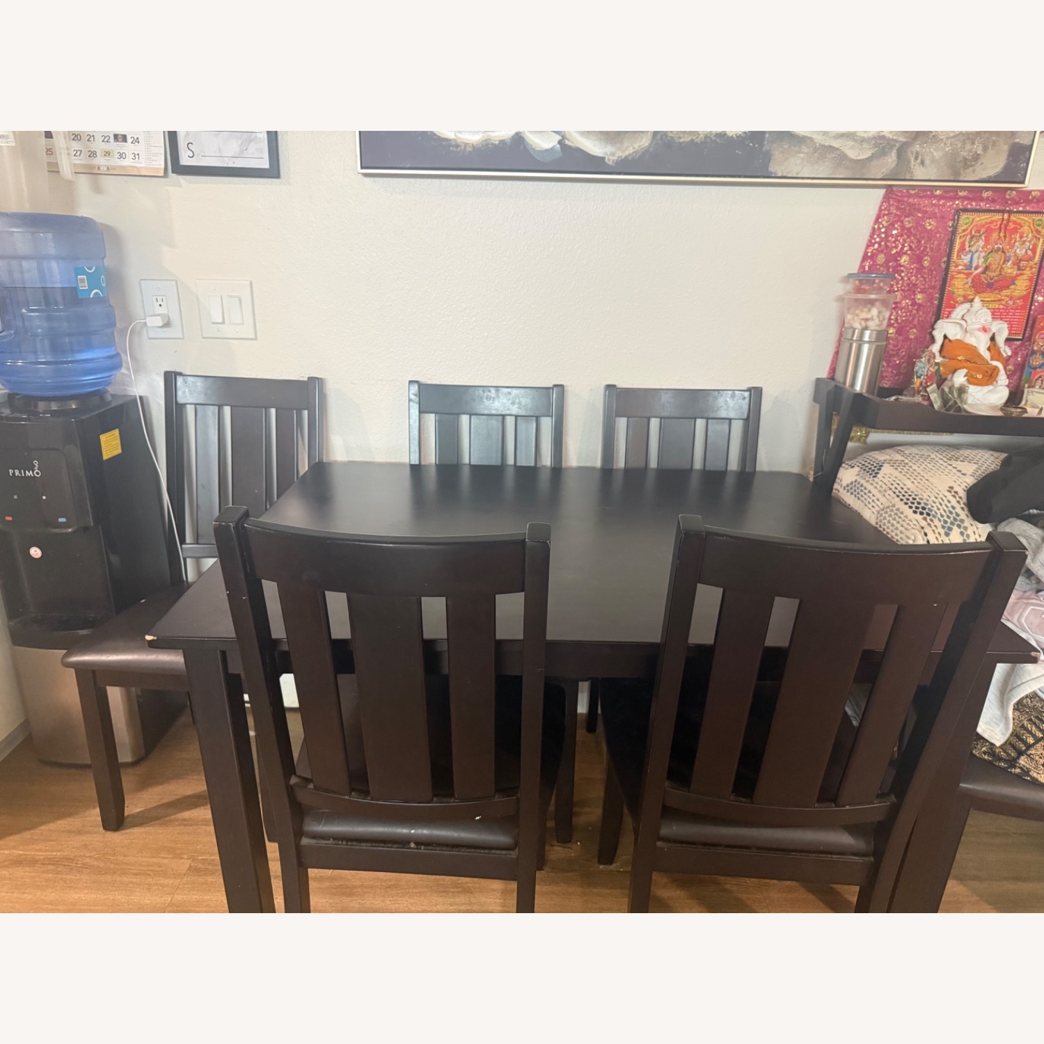 Dark Brown Wood Dining Set - image-1