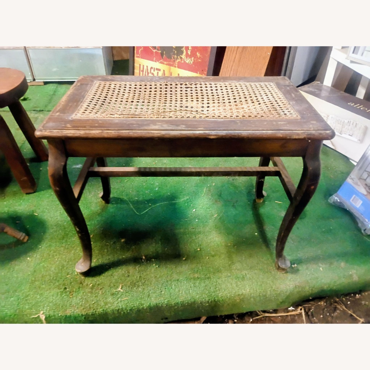 Vintage/Antique Dark Brown Wood Side Table - image-2