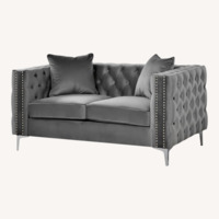 House of Hampton Light Gray Velvet Loveseat