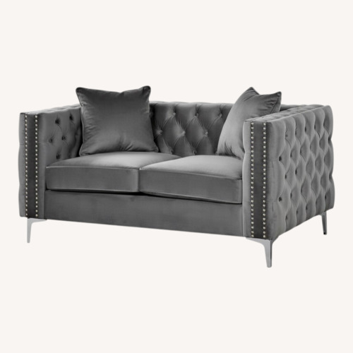 Used House of Hampton Light Gray Velvet Loveseat for sale on AptDeco