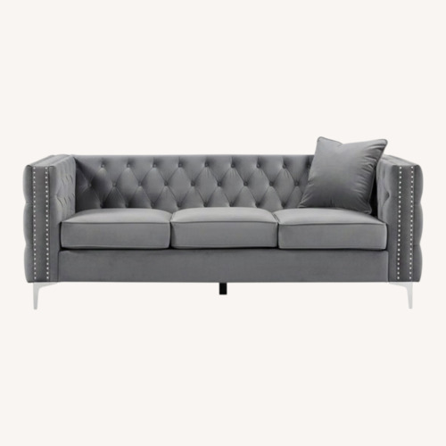 Used House of Hampton Light Gray Velvet 3+ Seater Sofa for sale on AptDeco