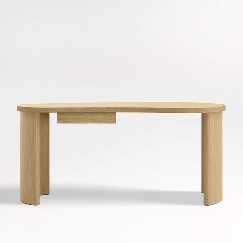 Used Crate & Barrel Courbe Curved Wood Desk with Drawer for sale on AptDeco