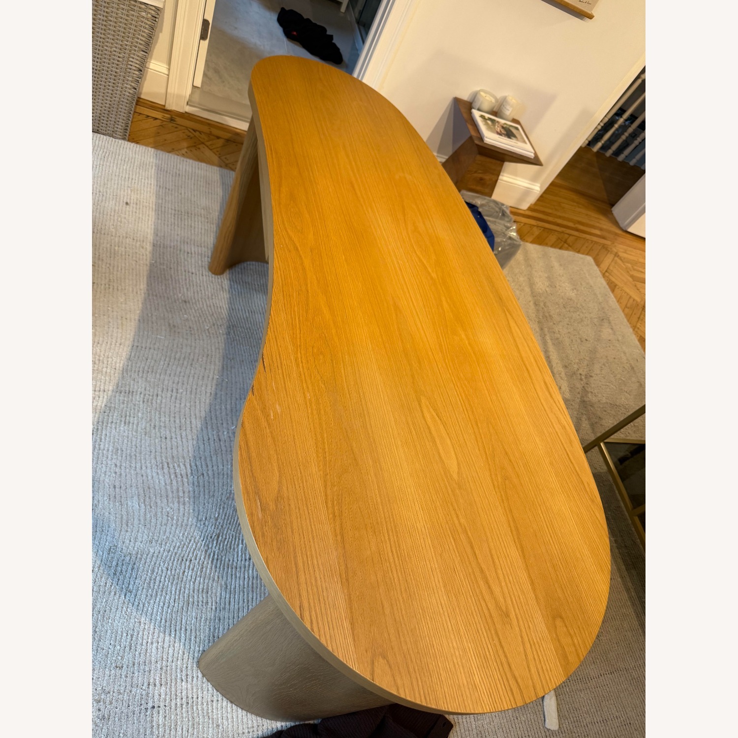 Crate & Barrel Courbe Curved Wood Desk with Drawer - image-5