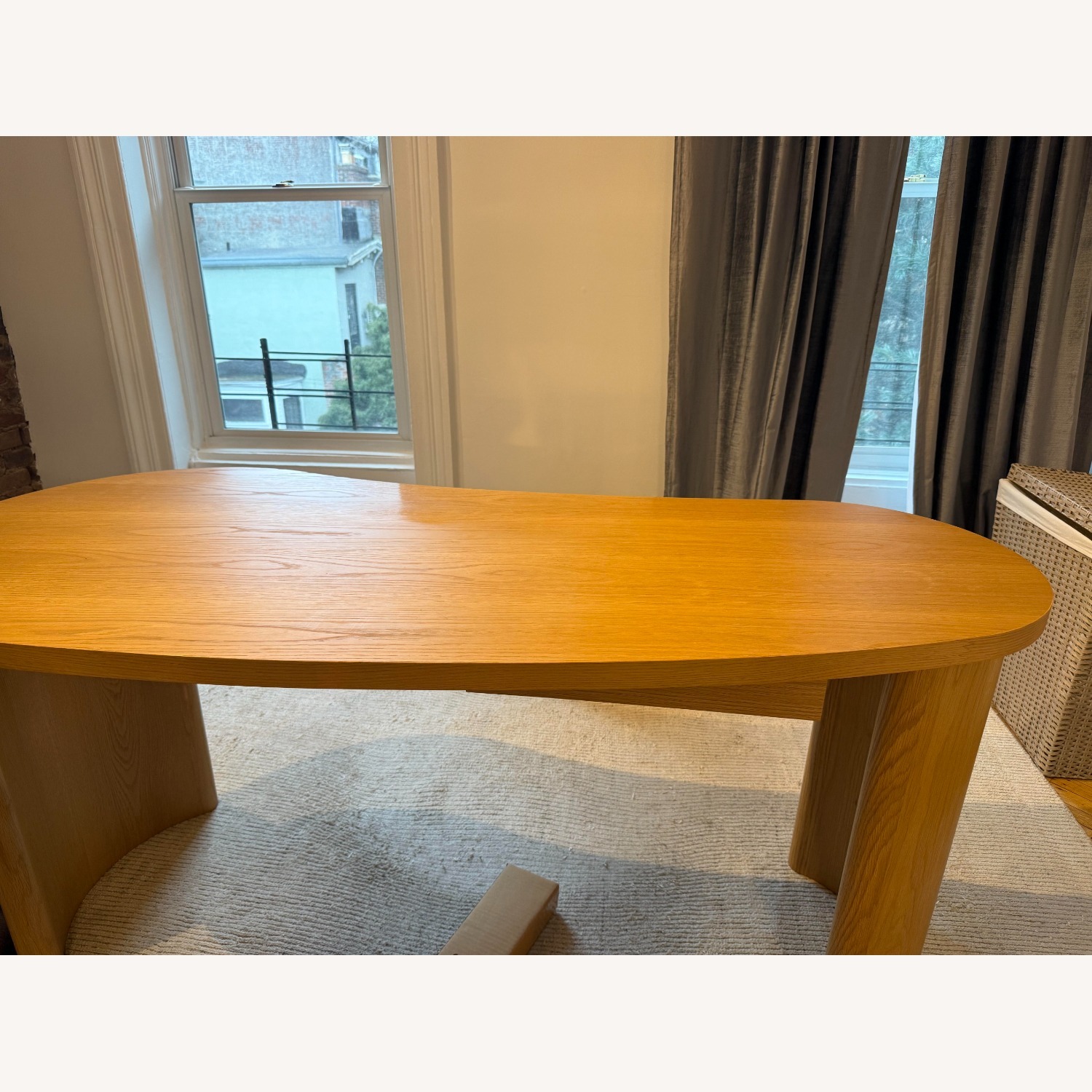 Crate & Barrel Courbe Curved Wood Desk with Drawer - image-4