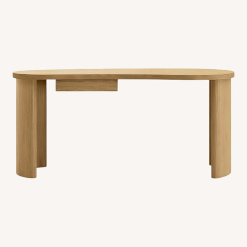 Used Crate & Barrel Courbe Curved Wood Desk with Drawer for sale on AptDeco