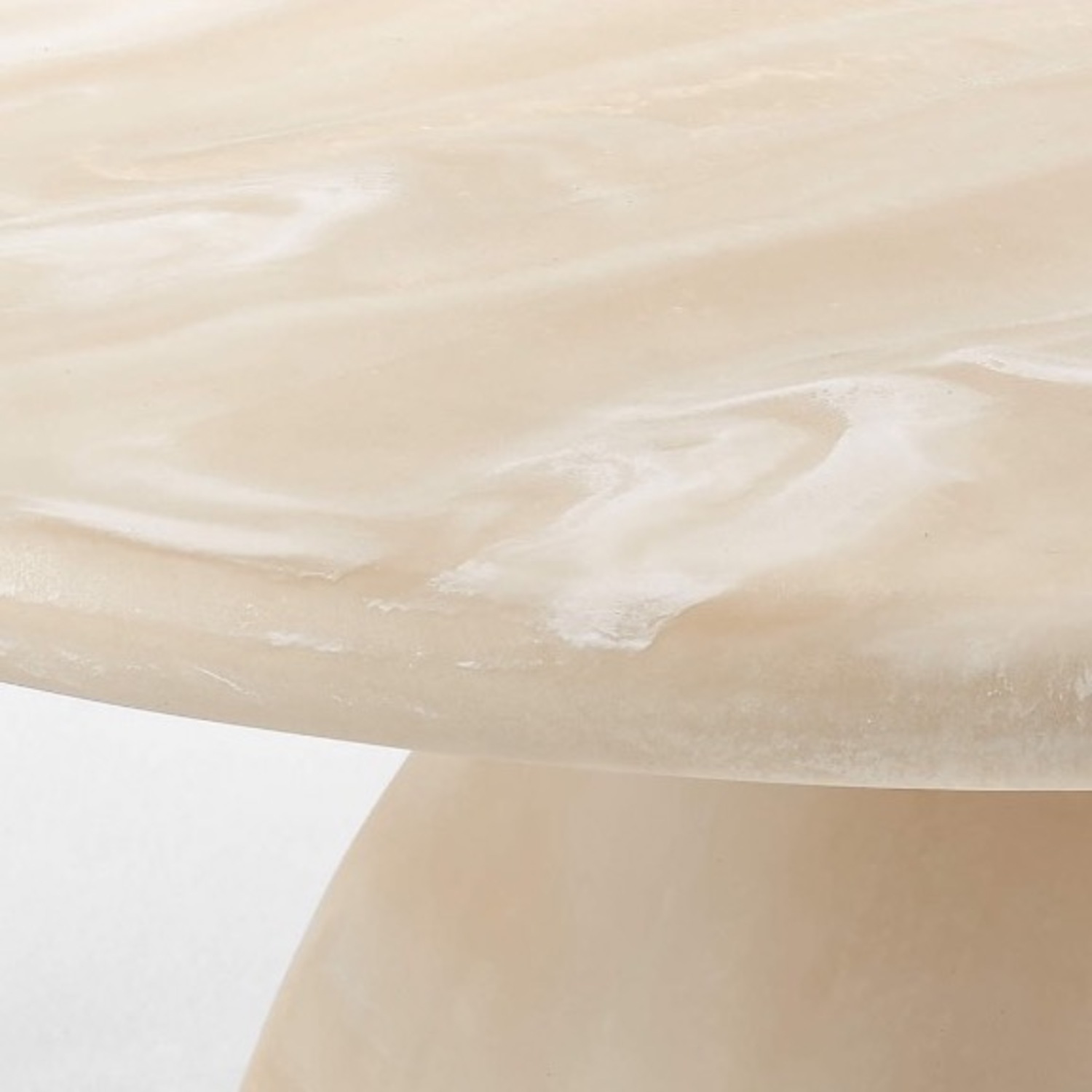 CB2 Espira 35" Round Cream Marbled Resin Coffee Table - image-6