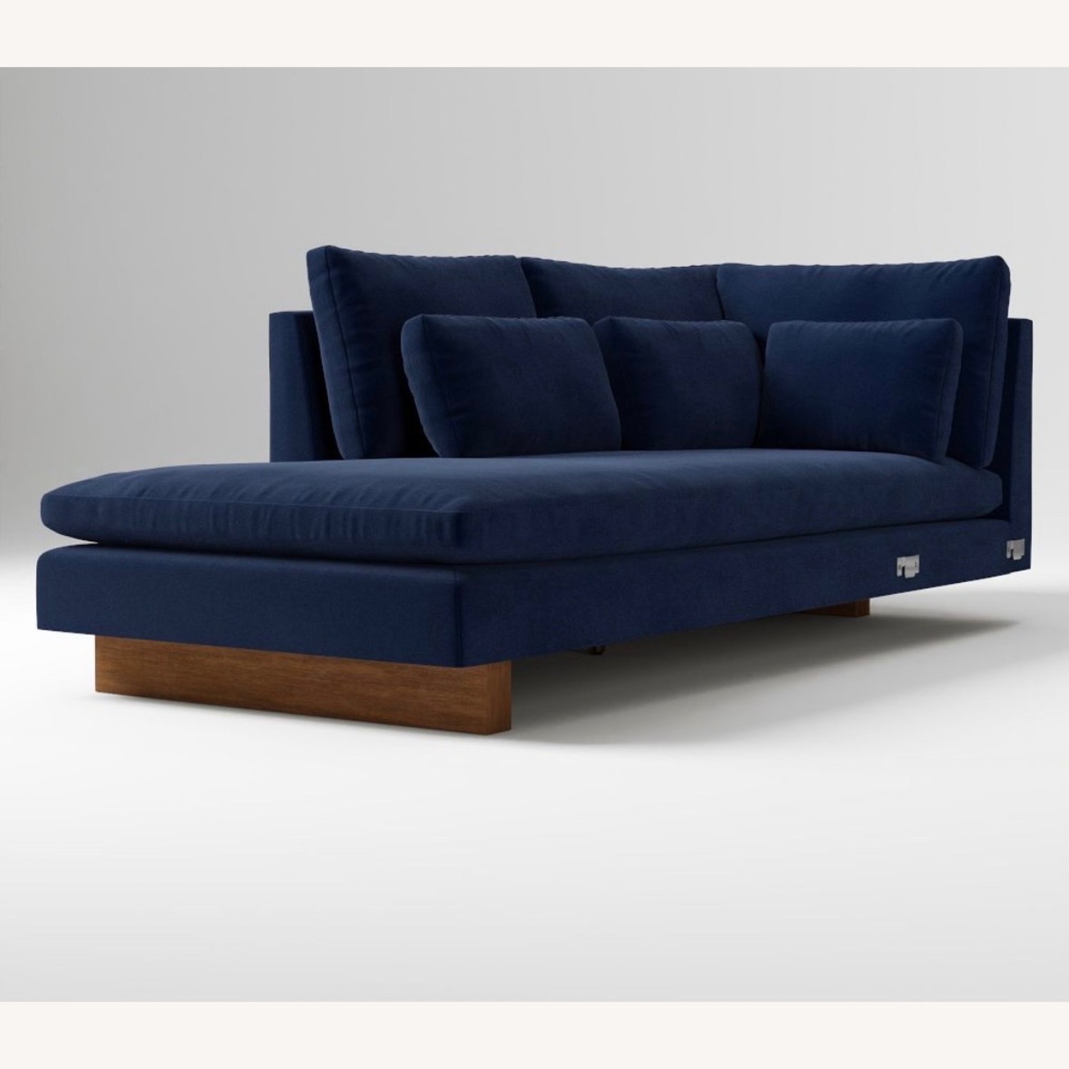 West Elm Harmony Ink Blue Velvet Chaise Lounge - image-1
