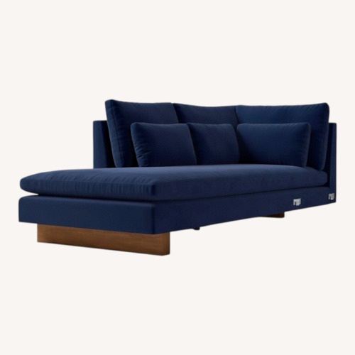 Used West Elm Harmony Ink Blue Velvet Chaise Lounge for sale on AptDeco