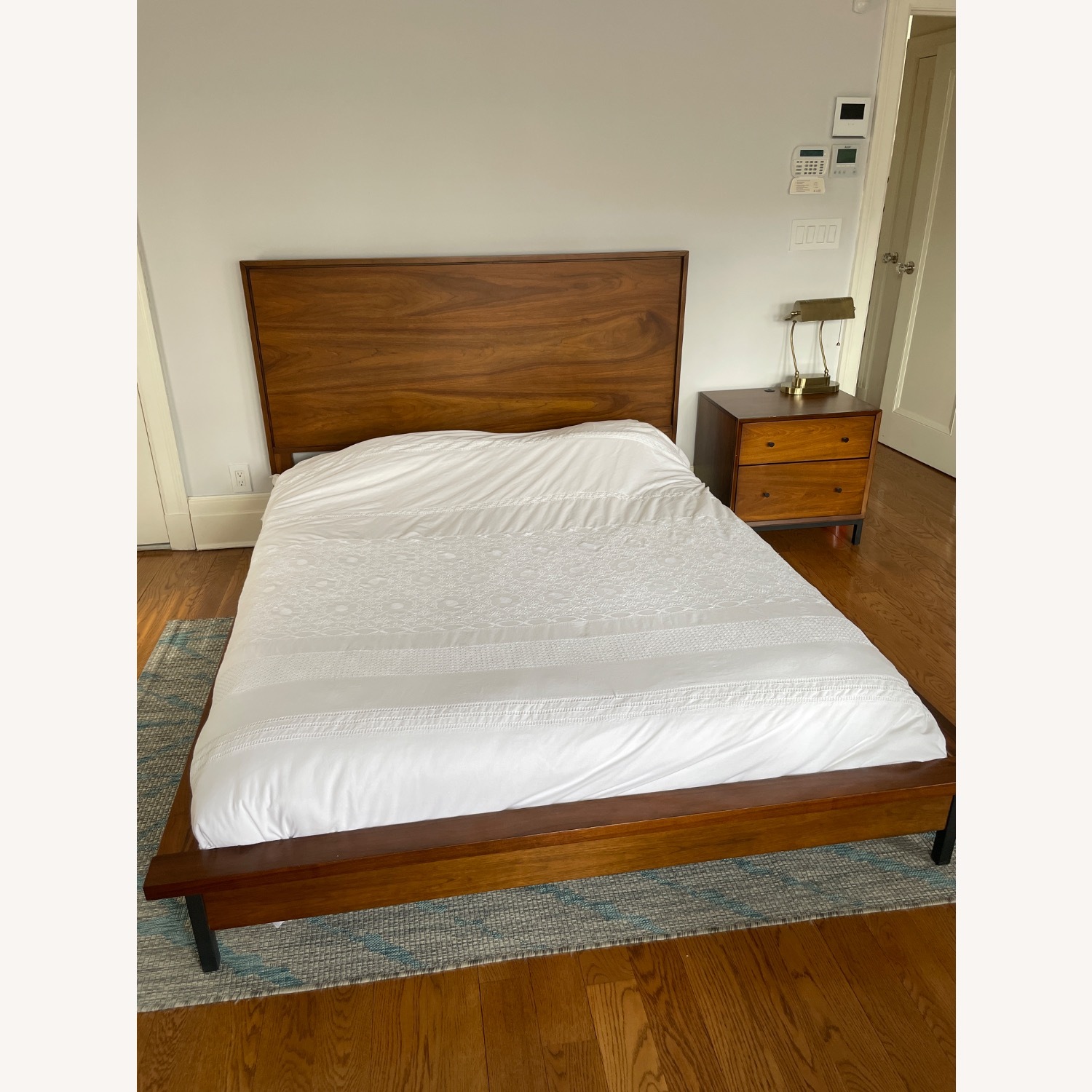 Macy's Oslo Queen Bed - Midcentury Walnut Wood - image-3