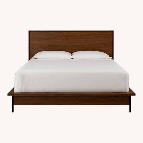 Used Macy's Oslo Queen Bed - Midcentury Walnut Wood for sale on AptDeco