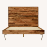 West Elm Queen Roar & Rabbit Brass Geo Inlay Bed